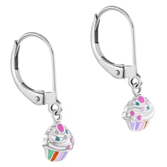 Girls' Cupcake & Toppings Dangle Lever Back Sterling Silver Earrings - In Season Jewelry image {1}