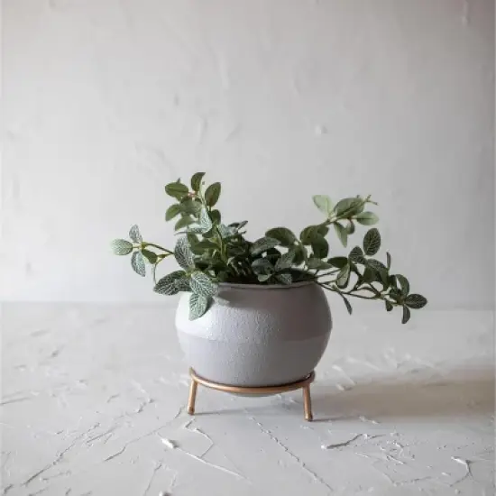 Footed 2-Piece Planter Gray Metal - Foreside Home & Garden image {1}