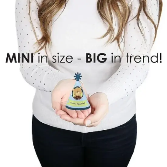 Big Dot of Happiness Baby Boy Teddy Bear - Mini Cone Baby Shower Party Hats - Small Little Party Hats - Set of 8 image {2}