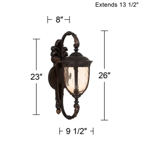 John Timberland Bellagio Vintage Rustic Outdoor Wall Light Fixture Veranda Bronze 26" Amber Hammered Glass for Post Exterior Barn Deck House Porch image {8}