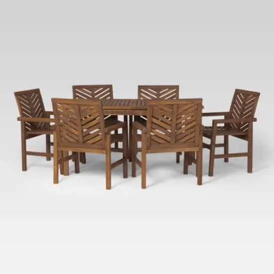 7pc Slatted Chevron Acacia Patio Dining Set - Saracina Home image {1}