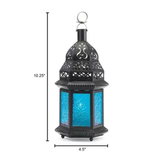 Iron/Glass Moroccan Style Outdoor Lantern - Zingz & Thingz image {8}