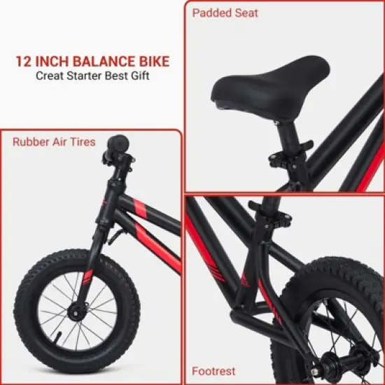 Toddler Balance Bike 2 Year Old, 12 Inch No Pedal Kids Bike for 2-5 Years Old, Lightweight Push Bicycle with Adjustable Handlebar image {3}