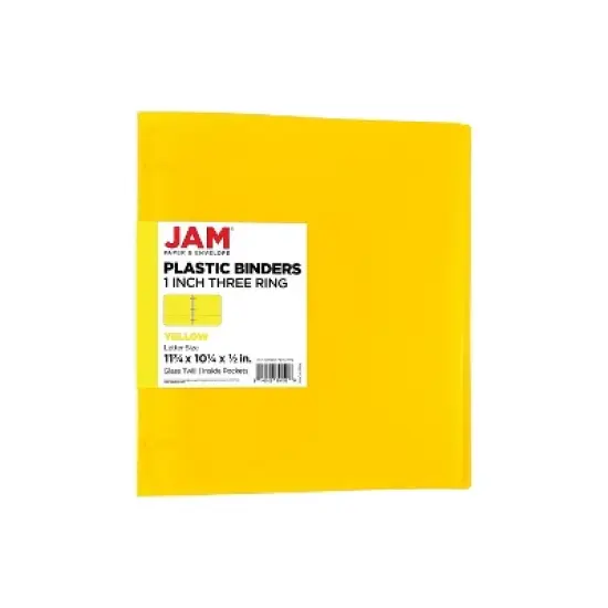 JAM Paper 1" 3-Ring Flexible Poly Binder Yellow (PB75239YE) image {1}