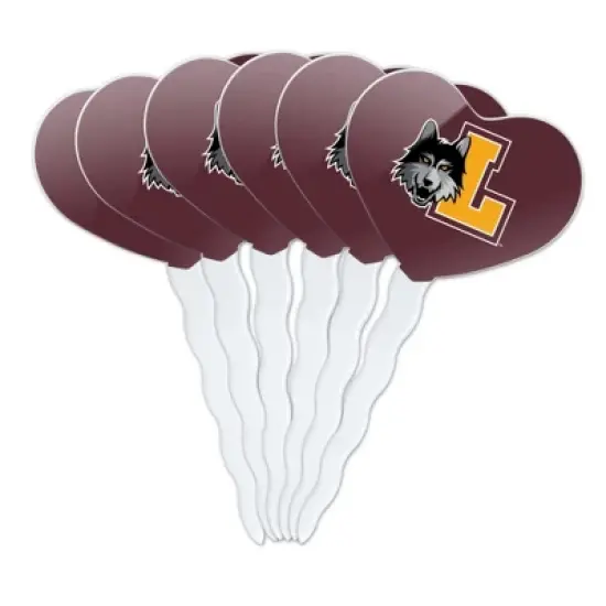Loyola University Chicago Primary Logo Heart Love Cupcake Picks Toppers Decoration Set of 6 image {7}