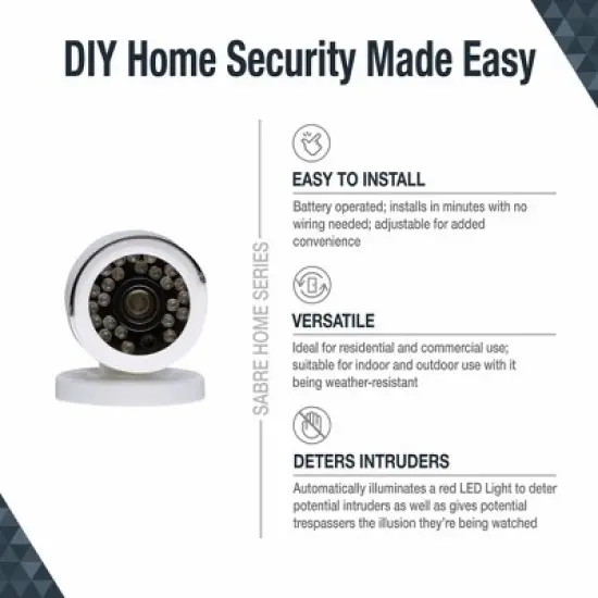Sabre Fake Security Camera: Indoor & Outdoor Home Security Accessory, Adjustable Mount, White, Requires 2 AA Batteries image {2}