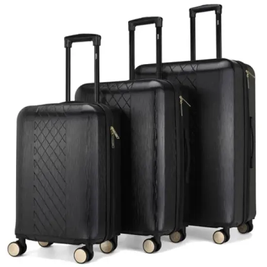 Badgley Mischka Diamond Expandable Hardside Checked 3pc Luggage Set image {10}