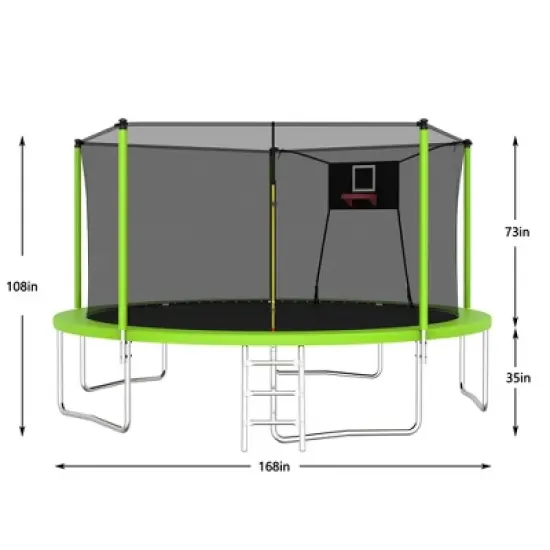 Dexmalle 14FT Trampoline ,Sports Fitness Trampolines with Enclosure Net image {8}