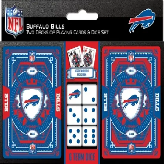 MasterPieces Officially Licensed NFL Buffalo Bills 2-Pack Playing cards & Dice set for Adults image {1}