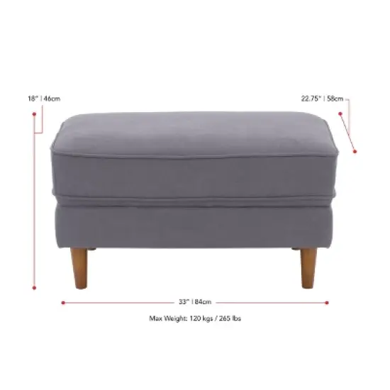 Mulberry Fabric Upholstered Modern Ottoman - CorLiving image {8}