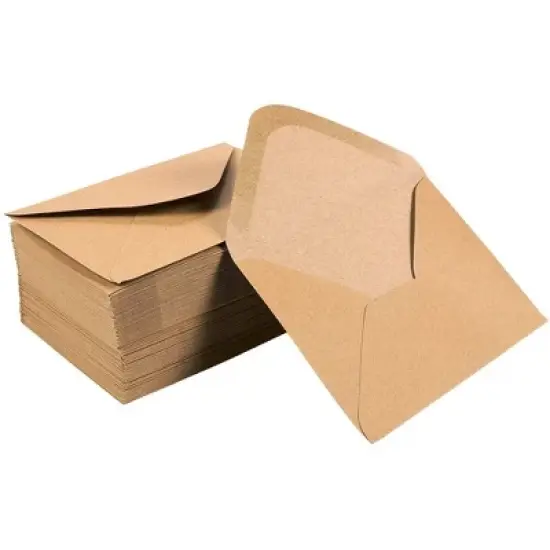 Juvale 100-Pack A1 Brown Kraft Paper Envelopes 5 x 3 Gummed Seal V-Flap for Invitation Greeting Cards image {5}