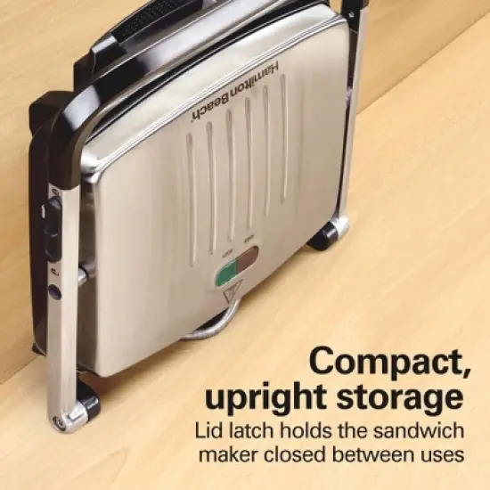 Hamilton Beach Panini Press Nonstick Indoor Grill Silver: 1500W Metal Kitchen Grill & Toaster, Hand Wash, 1-Year Warranty image {5}