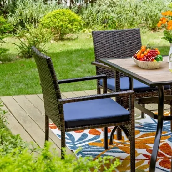 5pc Patio Dining Set with 36" Square Acacia Table and Stackable Chairs - Captiva Designs image {2}