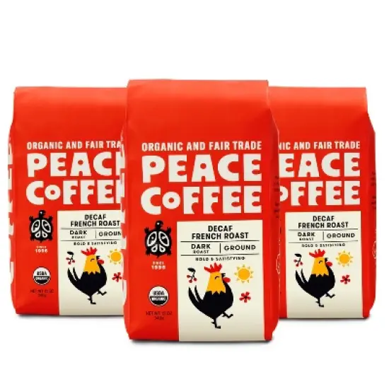 Peace Coffee French Roast Ground Coffee - Decaf - 36oz/3ct image {4}
