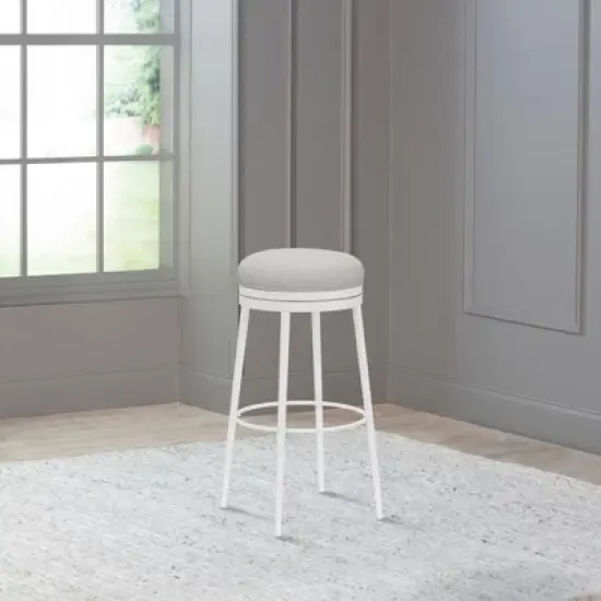 Aubrie Backless 30" Swivel Barstool Off White/Silver - Hillsdale Furniture image {1}