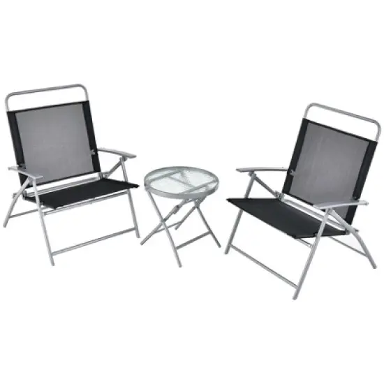 Costway 3pcs Patio Folding Table Chair Set Extra-Large Seat Metal Frame Portable Outdoor image {6}