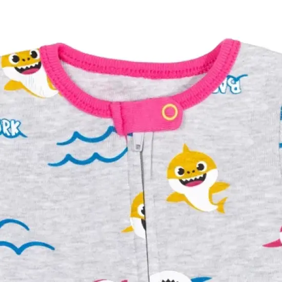 Pinkfong Baby Shark 2 Pack Zip Up Sleep N' Play Coveralls Pink / Gray  image {3}