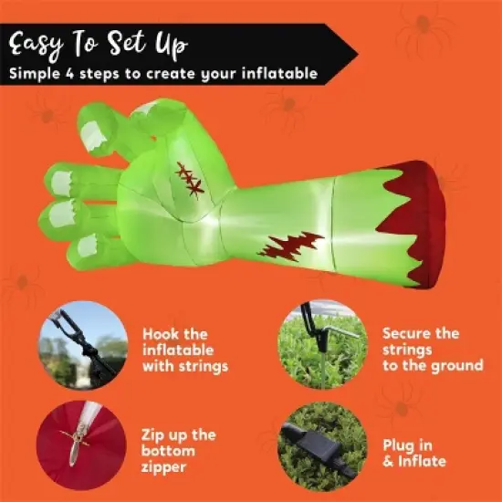 Joyfy 9 FT Long Halloween Inflatables Outdoor Decoration, Giant Zombie Arm Inflatable with Built-in LEDs for Halloween Yard Lawn Garden Decoration image {6}