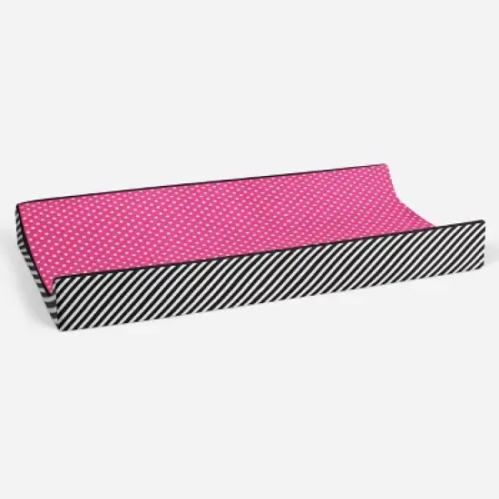 Bacati - Love Black/Fuschia Pin Dots Changing Pad Cover image {2}