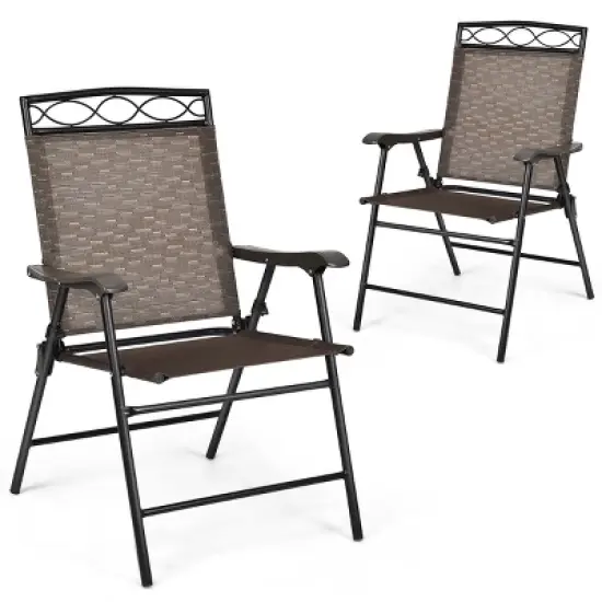 Tangkula 2PCS/4PCS Folding Camping Chair Patio Chairs for Backyard, Garden, Beach with Armrest & Backrest image {10}