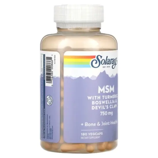 Solaray MSM with Turmeric, Boswellia & Devil's Claw, 750 mg, 180 VegCaps image {3}