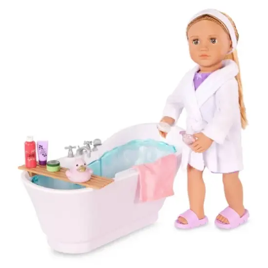 Our Generation Bubbly Bathtime Bathtub with Water Sounds Dollhouse Accessory Set for 18'' Dolls image {3}
