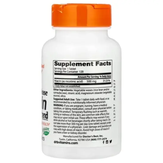 Doctor's Best Sustained-Release Niacin with niaXtend&reg;, 500 mg, 120 Tablets image {1}