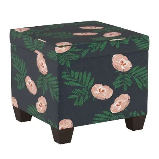 Pattern Fairland Square Storage Ottoman Indigo Floral - Skyline Furniture image {1}