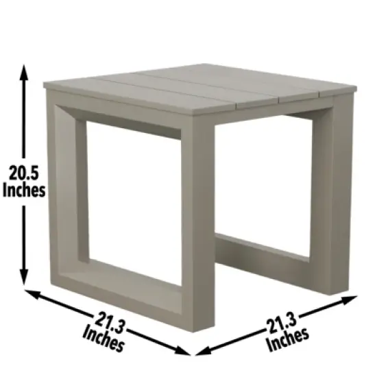 INFURNIC Patio End Tables Versatile Aluminum Accent Table with Modern Geometric Pattern, Tan, 21.3"*21.5"*20.5" image {1}