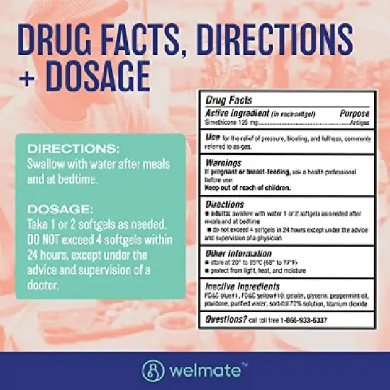 Welmate Extra Strength Gas Relief Softgels - 365 ct image {2}