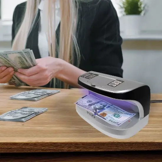 Nadex Coins&trade; V27 Desktop UV Counterfeit Detector with Micro Print Magnifier in Silver image {7}