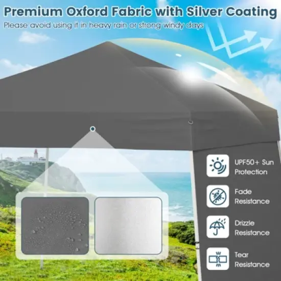 Tangkula 14 X 9.2 FT Pop up Canopy Tent w/ 2 Convertible Sidewalls to Awning & Stakes image {4}