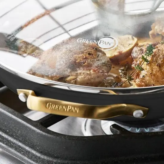 GreenPan Reserve 12" Frypan with Helper Handle & Lid Black image {3}