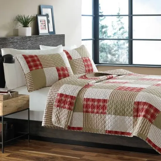 Eddie Bauer Camano Island Plaid Cotton Quilt Set - Red image {1}