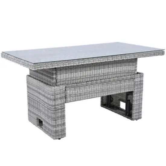 FIONECA Outdoor Patio Rattan Furniture Set with Adjustable Table, Recliners & Ottomans &uml;C Beige, Perfect for Backyard, Lawn, or Pool image {14}