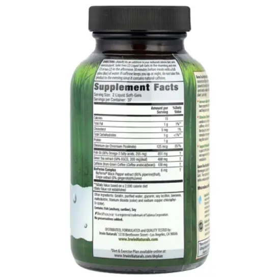 Irwin Naturals Green Tea Fat Metabolizer, 75 Liquid Soft-Gels image {1}