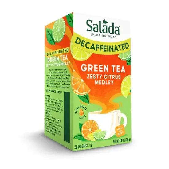 Salada Decaffeinated Citrus Medley Green Tea with 20 Individually Wrapped Tea Bags Per Box (Pack of 6) image {4}