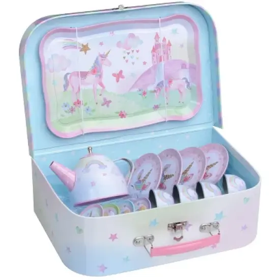 Jewelkeeper Tin Tea Set & Carrying Case - Unicorn Design - 15 Piece image {2}