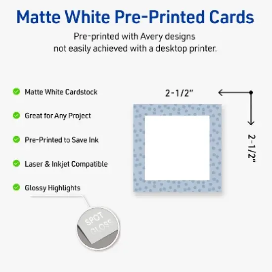 Avery Business Cards, Polka Dots Design, 2-1/2" x 2-1/2", 90ct image {1}