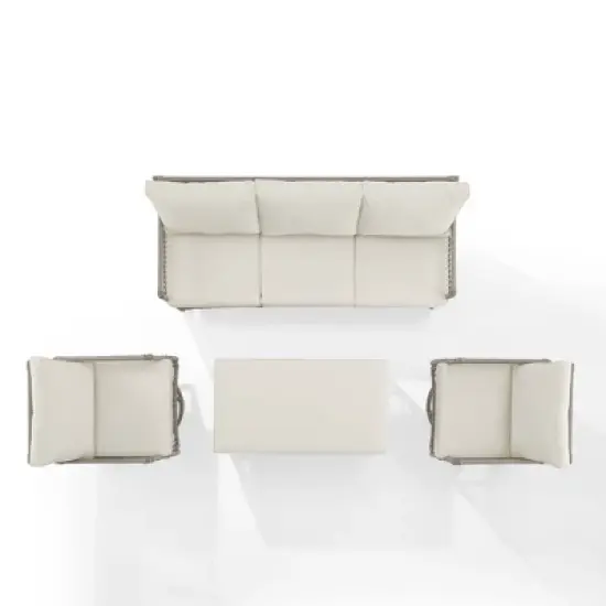 4pc Thatcher Outdoor Steel Seating Set Creme/Driftwood - Crosley image {11}