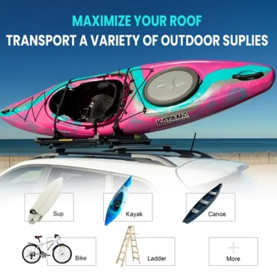 TOOENJOY Heavy-Duty Kayak Lift Assist Roof Rack, 100 LBS Capacity Kayak Canoe Rooftop Loader, Elevating Assist System for Easy Loading image {3}
