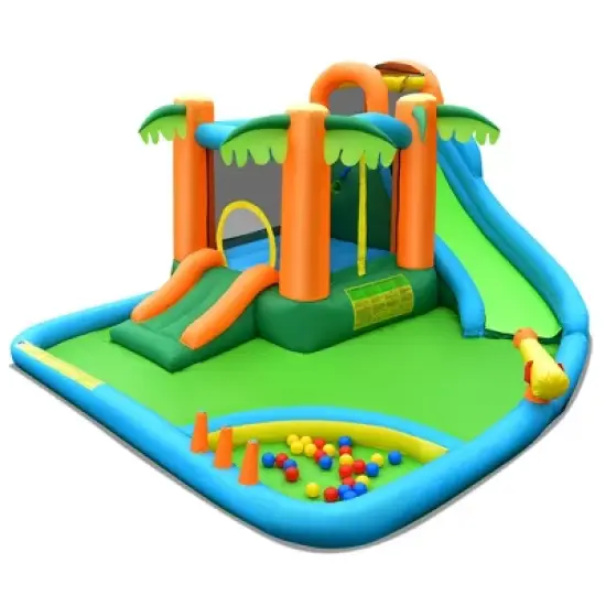 Costway Inflatable Water Slide Park Kid Bounce House w/ Upgraded Handrail & 780W Blower image {9}