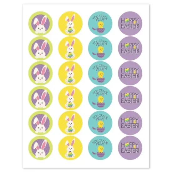 Big Dot of Happiness Hippity Hoppity - Assorted Easter Bunny Party Circle Sticker Labels - 24 Count image {1}