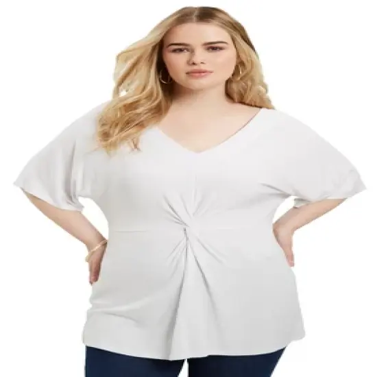 June + Vie by Roaman's Women&rsquo;s Plus Size Twist-Front Tunic image {4}