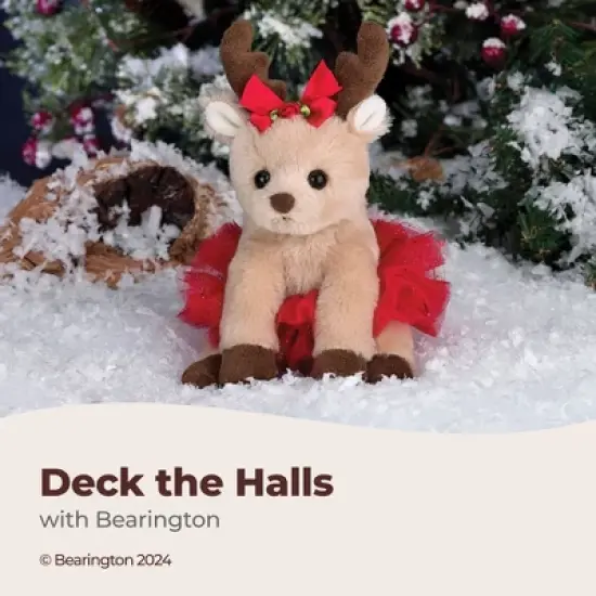 Bearington Darling Dancer Ballerina Reindeer Stuffed Animal, 7 In Stuffed Reindeer Christmas Doll, Ideal Christmas Plush Toys Gift image {1}
