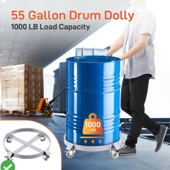 55 Gallon Drum Dolly 1,000 Pound Capacity Barrel Dolly w/Steel Frame 4 Swivel Casters Wheel 2 Pack/4 Pack image {2}