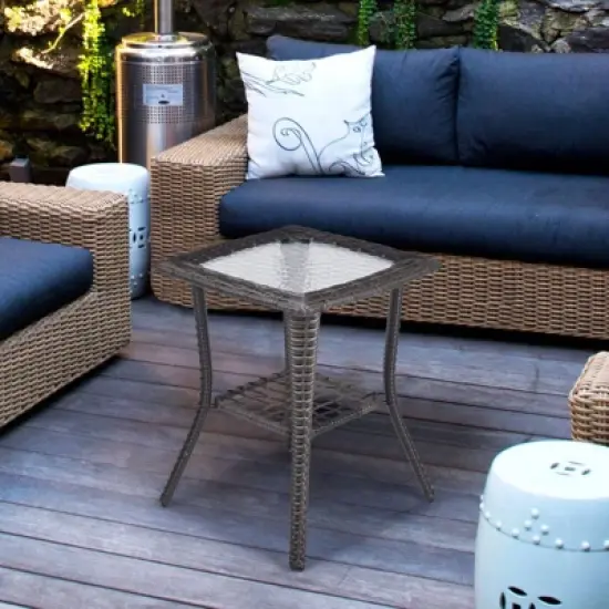 Karl Home| Square Glass Outdoor Side Table image {6}