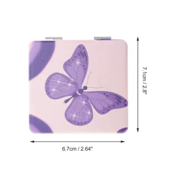 Unique Bargains Women Durable Square Shape Handheld Mirror for Travel Purple 1 Pc image {1}