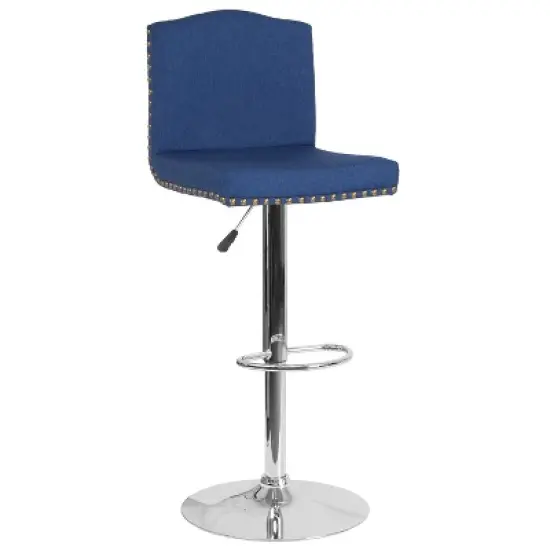 Flash Furniture Bellagio Contemporary Adjustable Height Crown Back Barstool with Accent Nail Trim image {11}