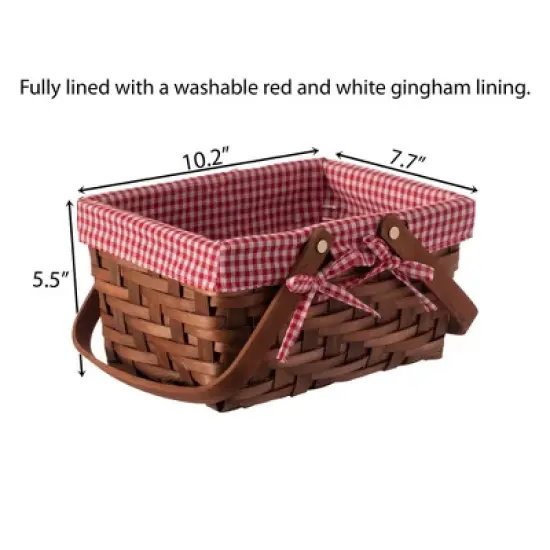 Vintiquewise Small Rectangular Basket Lined with Gingham Lining image {3}